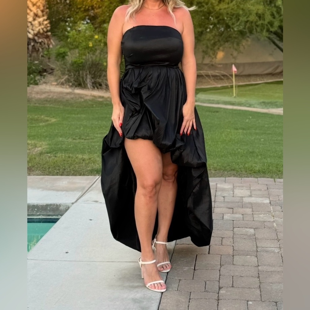 B Darlin Black Strapless High-Low Cocktail Dress